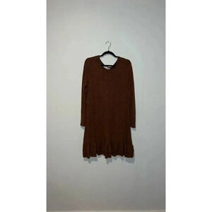 Love Kuza Women's Brown Long Sleeve Knee Length Dress Size M